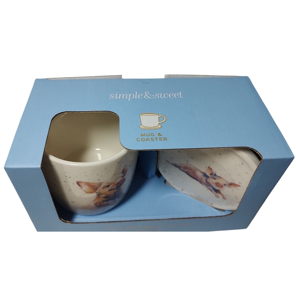 Kent Pottery Pig Mug and Coaster Simple and Sweet New In box Ten Oz‎ Two Pieces - Picture 6 of 14